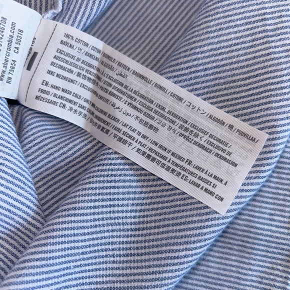 EUC Abercrombie & Fitch peasant blouse blue striped top boho bohemian A&F XSmall - Picture 7 of 9